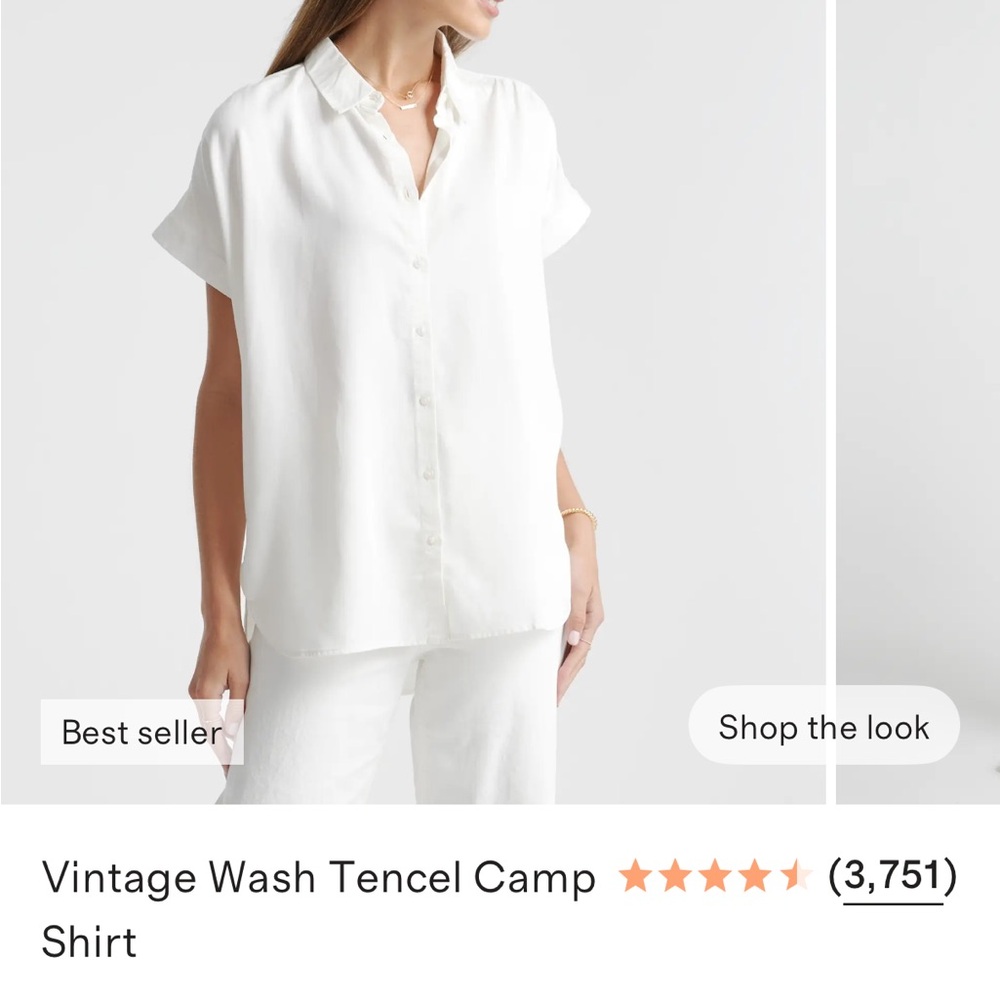 Women’s Quince Vintage Wash Tencel Camp Shirt - White